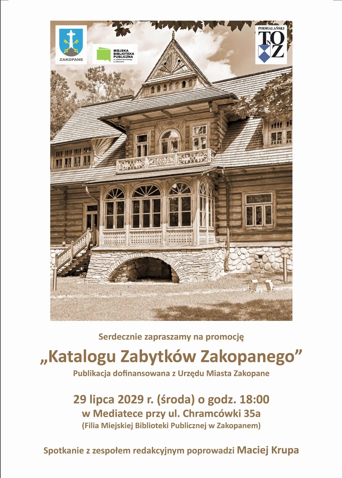 Promocja Katalogu Zabytków Zakopanego w Miejskiej Bibliotece Publicznej