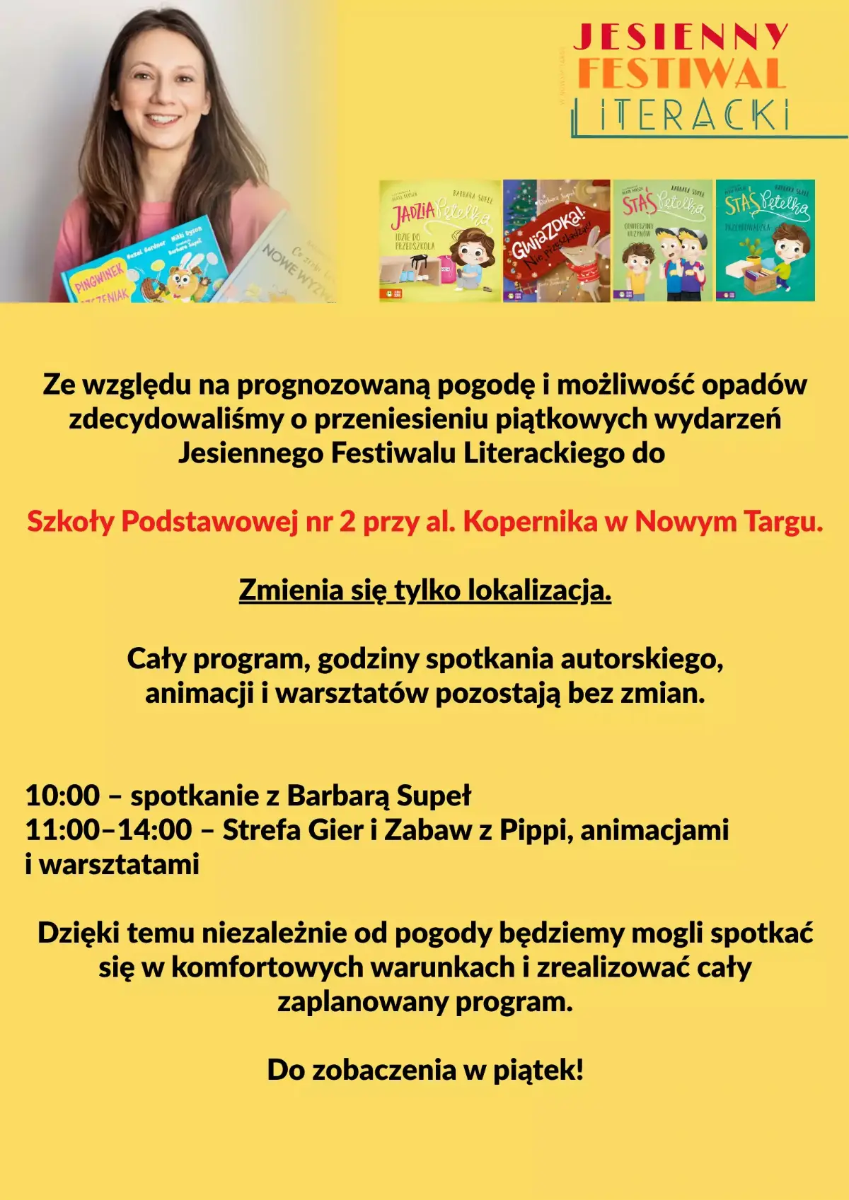Zmiana lokalizacji wydarzeń zaplanowanych na 25 września