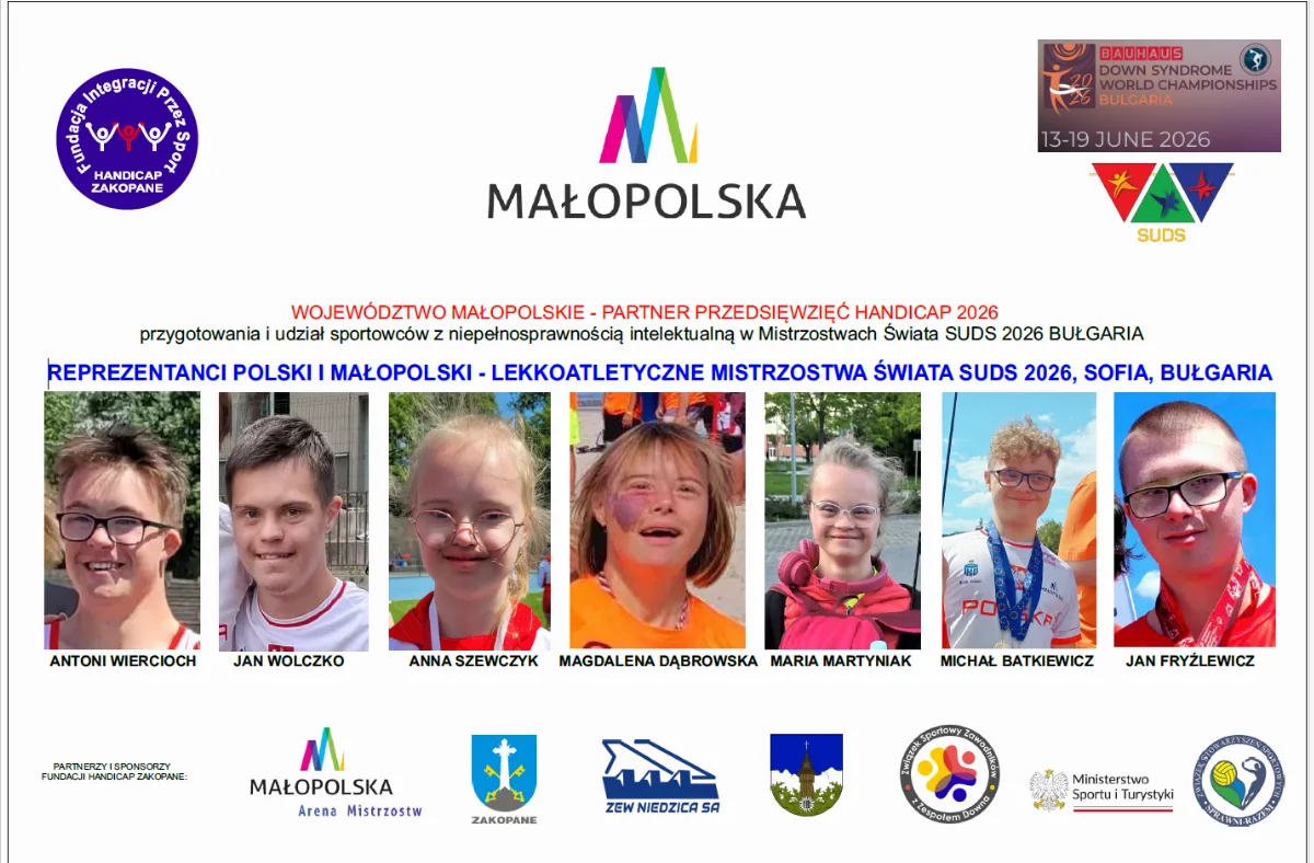 Polska i Małopolska reprezentowane przez 7 sportowców Fundacji Handicap Zakopane na Mistrzostwach Świata SUDS 2026