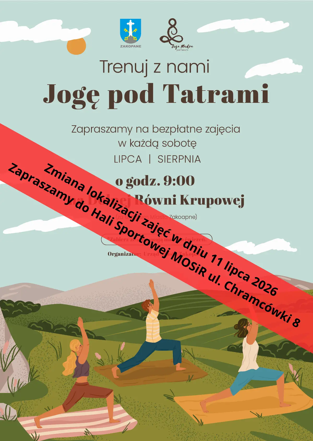 Zmiana lokalizacji zajęć jogi pod Tatrami