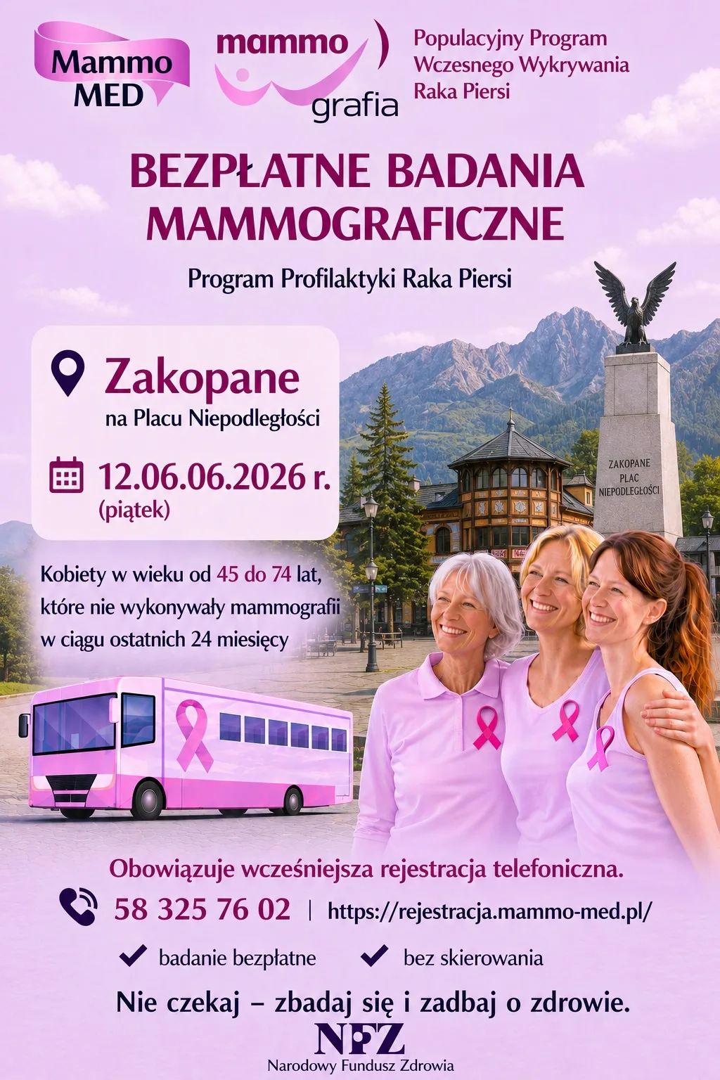 Bezpłatne mammografie dla kobiet w Zakopanem
