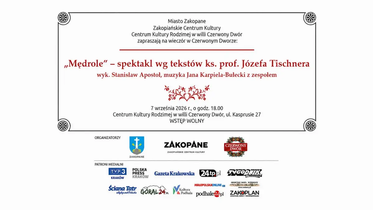 Spektakl „Mędrole” inspirowany tekstami ks. Józefa Tischnera w Czerwonym Dworze