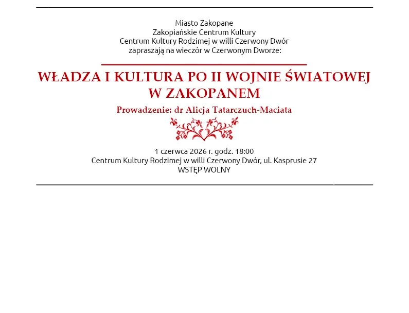 Spotkanie o władzy i kulturze po II wojnie światowej w Zakopanem